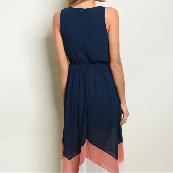 LAST 3! Vibrant NAVY CHEVRON MAXI- DRESS - Picture 3 of 6